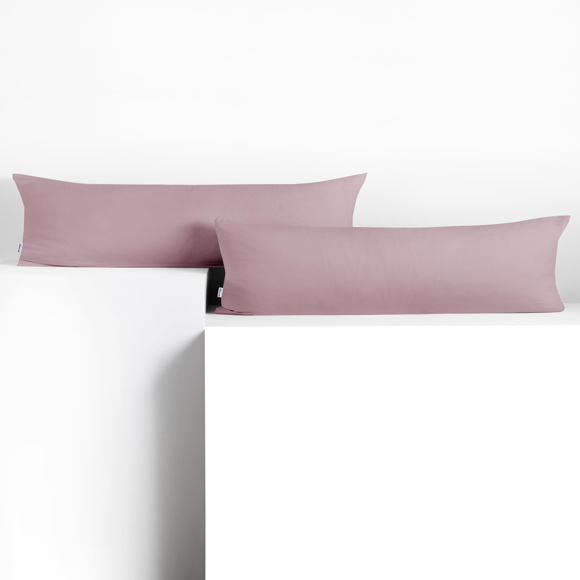 DecoKing 2 Pillowcases 20 x 145 cm Jersey 100% Combed Cotton Zip Heather Amber
