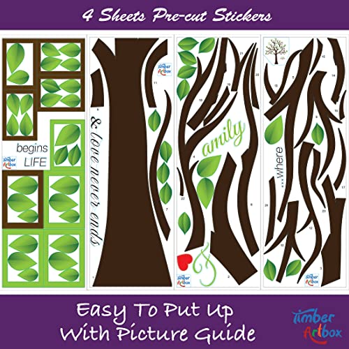 Timber Artbox Large Family Tree Wall Decal – Sweet Family Tree Photo Frames Collage Wall Decor For Living Room, Staircase & Hallway – Family Tree Picture Frame Vinyl Stickers With Quote #TOP6
