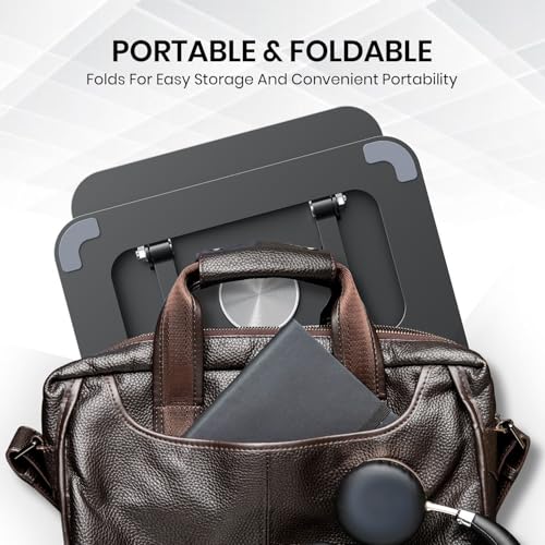 Image of iVOOMi Nimbus Tablet Stand for Desk with Cooling Vent, Adjustable 360 Rotating Tablet Holder, Foldable Metal iPad Stand for Tablets Up to 19 Inch, Black