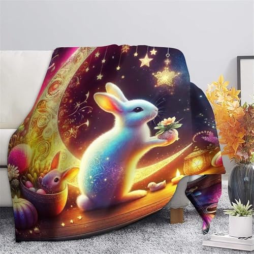 Couverture lapin peluche chaude à impression 3D relief et microfibre douce - 7