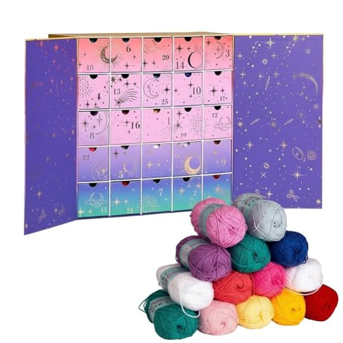Advent Calendar 2025 25-Day Yarn & Pattern Countdown Box with Tutorials DIY Craft Christmas Countdown Calendar for Knitters (1 PCS)