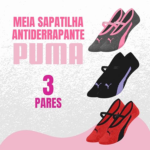 Kit com 3 Pares de Meia Puma Feminino Adulto, KIT - A, 34-39
