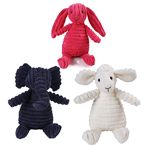 Ikaif Juego De Juguetes para Perros Squeaky, Indestructible, Juguetes para Masticar, Compañero De Perro, Limpieza De Dientes, Juguetes De Entrenamiento (Elefante, Conejo, Oveja) Cover