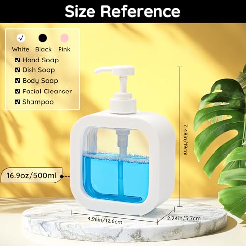 Image of Segbeauty 16.9oz Refillable Bathroom Hand Soap Dispenser, Pack 4 Empty Kitchen Soap Dispenser Pump 500ml Liquid Soap Dispensers for Bathroom, White Plastic Handwash bottle for Kitchen Sink with Labels