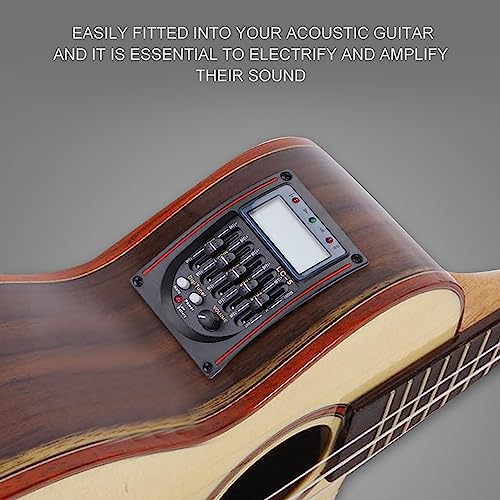 Ecualizador de 5 bandas para guitarra acústica con preamplificador y captación piezo, LCD, batería de 9 V miniatura 7