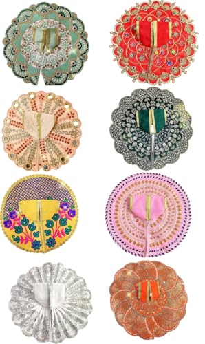 Image of Partish Laddu Gopal Dress (Pack of 8, Random Designs & Colors) l Ladoo Gopal Dress l Kanha Ji Dress (Set of 8 Poshak) Size 0 1 2 3 4 5 6 (Size 2)