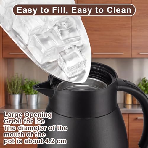 Image of Norme 2 Pcs Thermal Coffee Carafe Insulated Stainless Steel Coffee Carafe for Hot Liquid Vacuum Thermal Pot Creamer Pitcher Dispenser with Brushes Keeping Hot Water Milk(Black, Silver,17 oz)