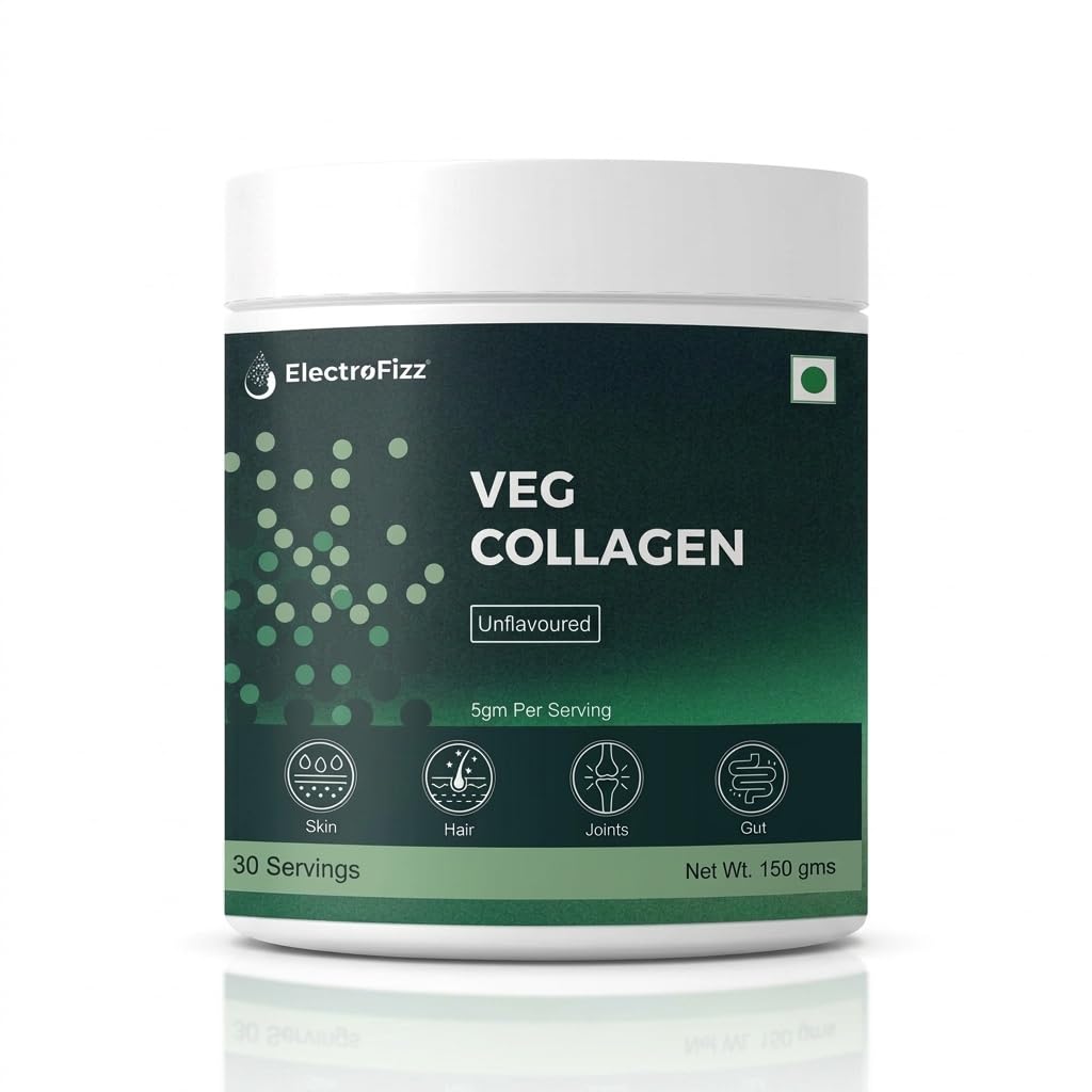 Vegetarian Collagen Peptides Powder by ElectroFizz, Natural Flavor, Supports Healthy Skin, Hair, Joints & Bones, Digestion- 150gm (Veg Collagen)