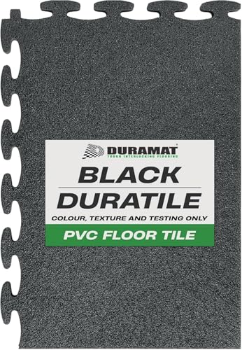 DuraTile 1 Small Piece Black Heavy Duty Interlocking Flooring Tile | 500mm x 500mm x 7mm | PVC Floor Tile for Garage Workshop Home Garage & Showroom Flooring Test Piece