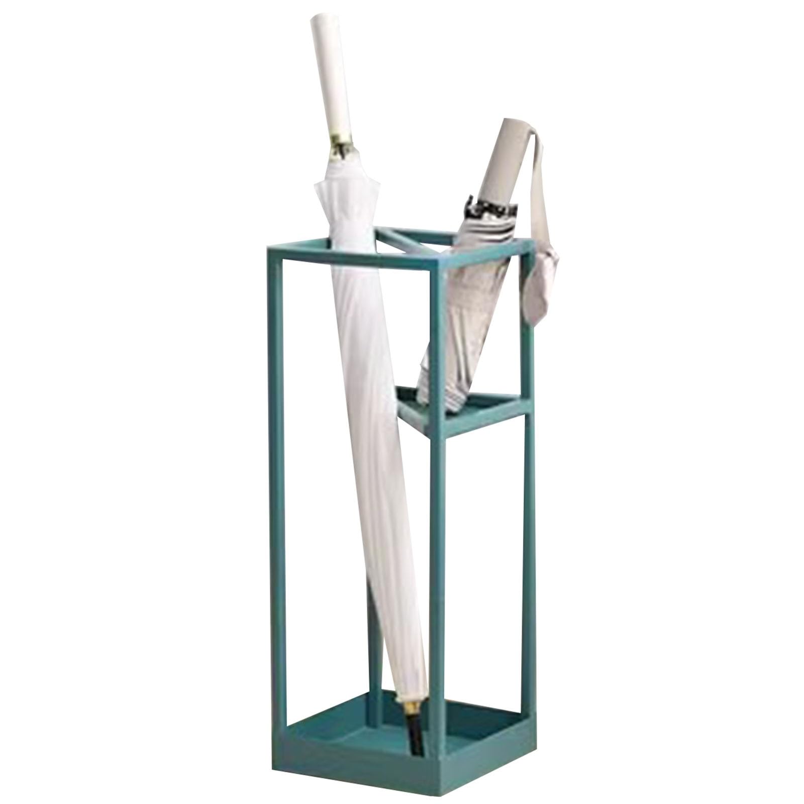 Porte-parapluie carré en métal au design creux élégant et finition bleue