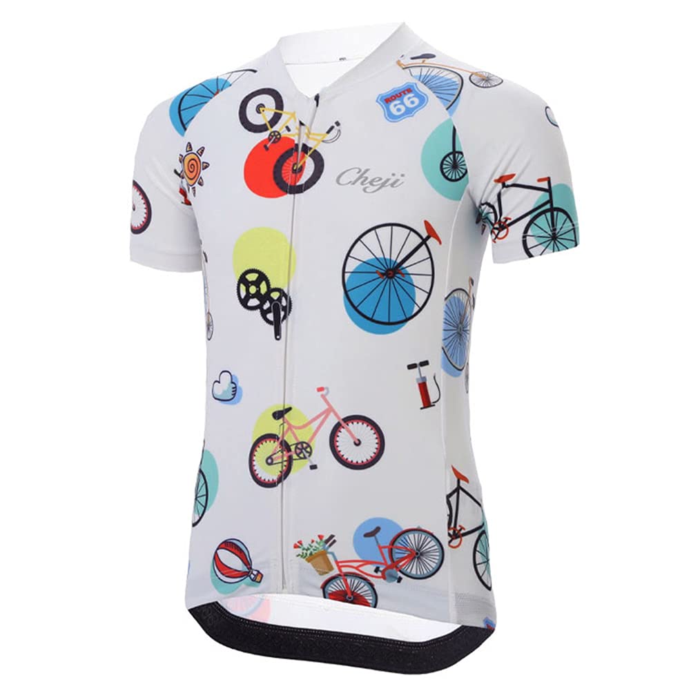 Kinder Jungen Radtrikot Set Mädchen 2tlg Radsport Bekleidung Kurzarm Fahrrad Trikot Kurz Radhose mit Sitzpolster Atmungsaktiver Fahrradanzug