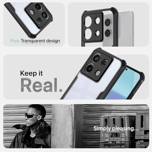Image of Pikkme Back Cover for Redmi Note 13 Pro 5G | Ultra Hybrid Shockproof Case | Full Camera Protection | Raised Edges | Clear Transparent Bumper Case (Black)