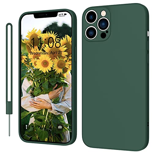 KPPIT Silicone Case Compatible with iPhone 13 Pro Max 6.7 inch Protective case,Ultra Slim Soft Gel Anti-Scratch,Microfiber Lining,Rubber Shockproof Case Cover for iPhone 13 Pro Max Night Green