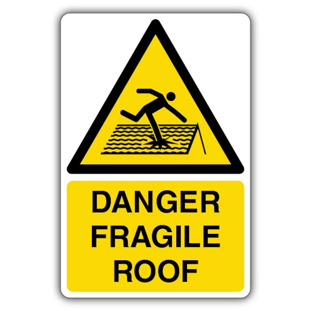 V Safety GloReflect Danger Fragile Roof Safety Sign - 300 x 450 mm - 3mm Aluminium Composite - GloReflect