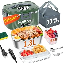 IFENROL Electric Heated Lunch Box,1.8L 100W Fast Heated Lunch Box for Men | Electric Food Warmer for Adults,Portable Dual Layer,Power Switch Lunchbox,12V/24V/110V Use for Home Office Car Truck Travel