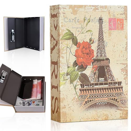 KBIBCK Caja Fuerte para Libros, Caja Fuerte de Libros con Cerradura de Combinación, Caja de Seguridad en Forma de Libro para Dinero en Efectivo, Llaves y Objetos de Valor (Estilo Torre Parisina)
