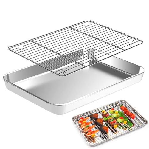 Edelstahl Backblech mit Gitter, 23.5 x 17.5 x 2.5cm Backblech...