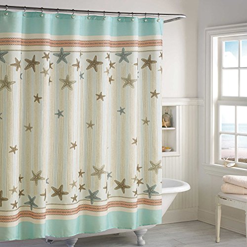 Ds Bath Tremiti Starfish Shower Curtain,Waterproof Polyester Fabric Shower Curtains,Ocean Decorative Shower Curtain For Bathroom,Bathroom Curtains,Printed Bath Curtain,72" W X 72" H #TOP19