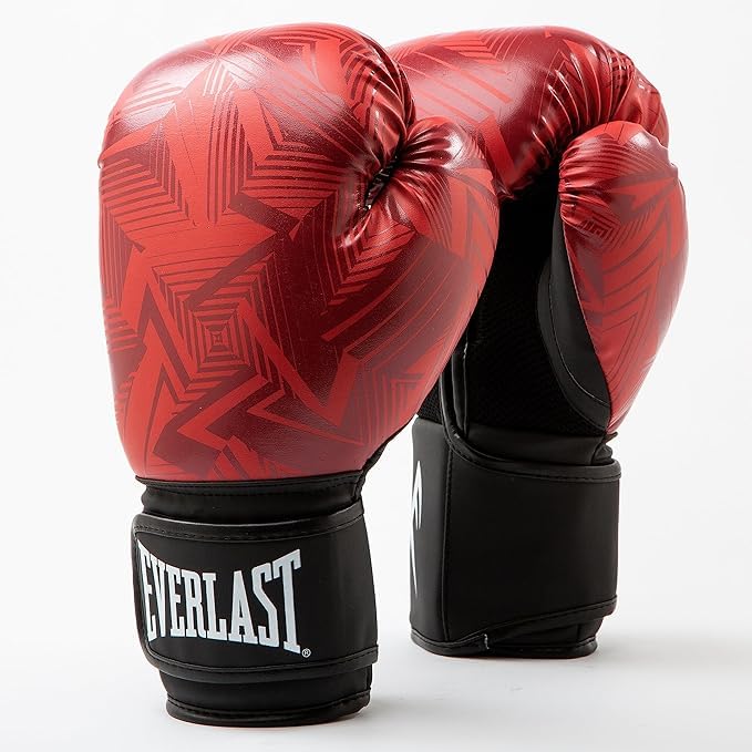 Everlast Spark Boxhandschuhe aus Kunstleder mit Zebramuster, Schwarz und Weiß, 12 oz, Klettverschluss, beidhändig, für Erwachsene