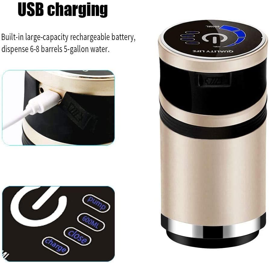 Miniatura 4 de Dispensador de agua eléctrico dispensador de agua eléctrico botella universal de 5 galones con carga USB y bloqueo para niños, dispensador de agua