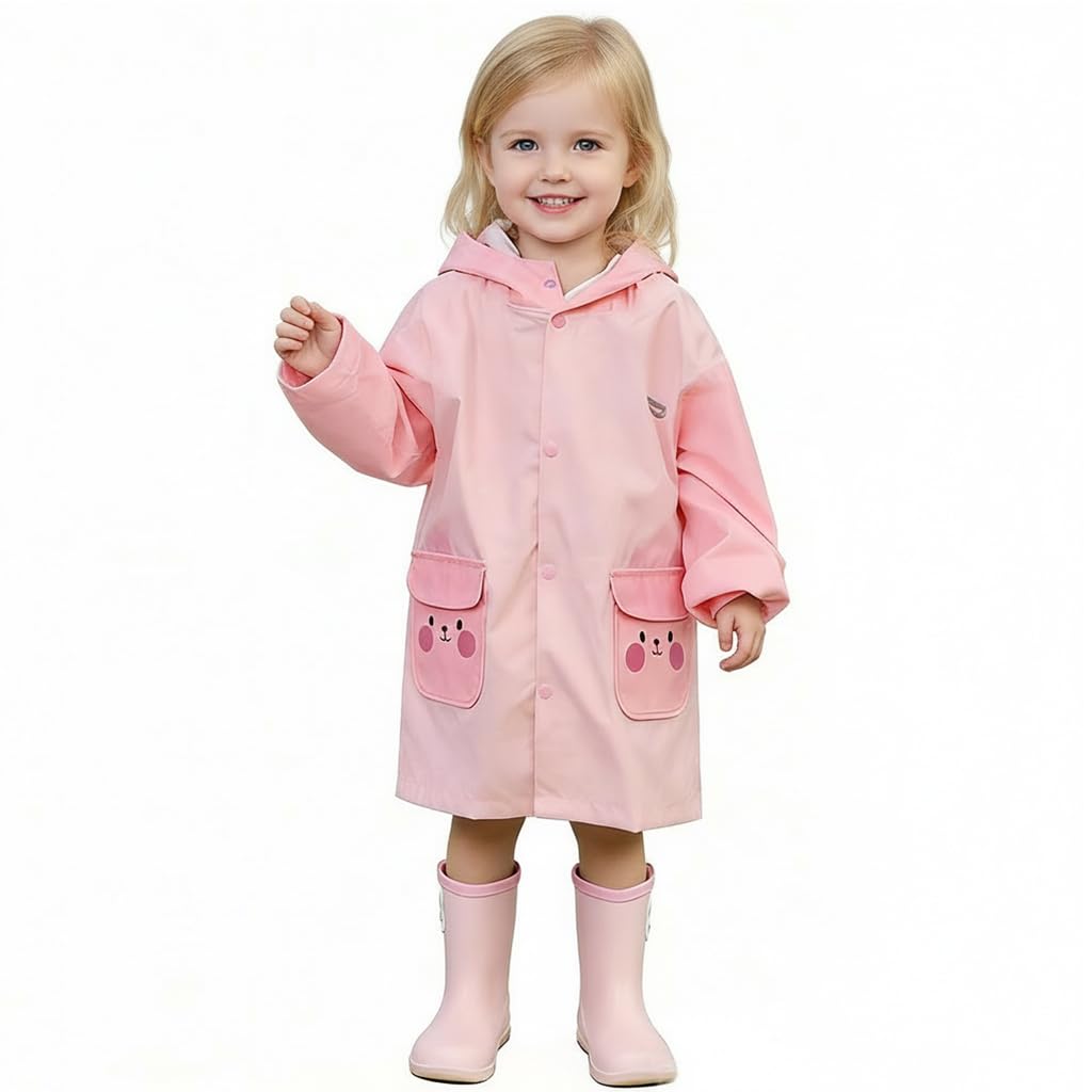 Impermeabile per bambini con cappuccio, cappotto impermeabile per ragazzi e ragazze, giacca lunga antivento con scomparto per zaino per scuola e giochi all'aperto