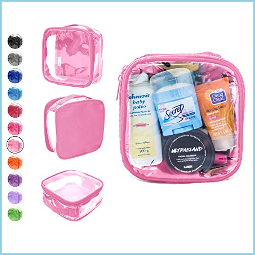 Image of EzPacking Clear TSA Approved 3-1-1 Travel Toiletry Bag for Carry On /Quart Size Transparent Liquids Pouch for Airport Security /Reusable See Through Vinyl & PVC Plastic Organizer Men Women (Rose)