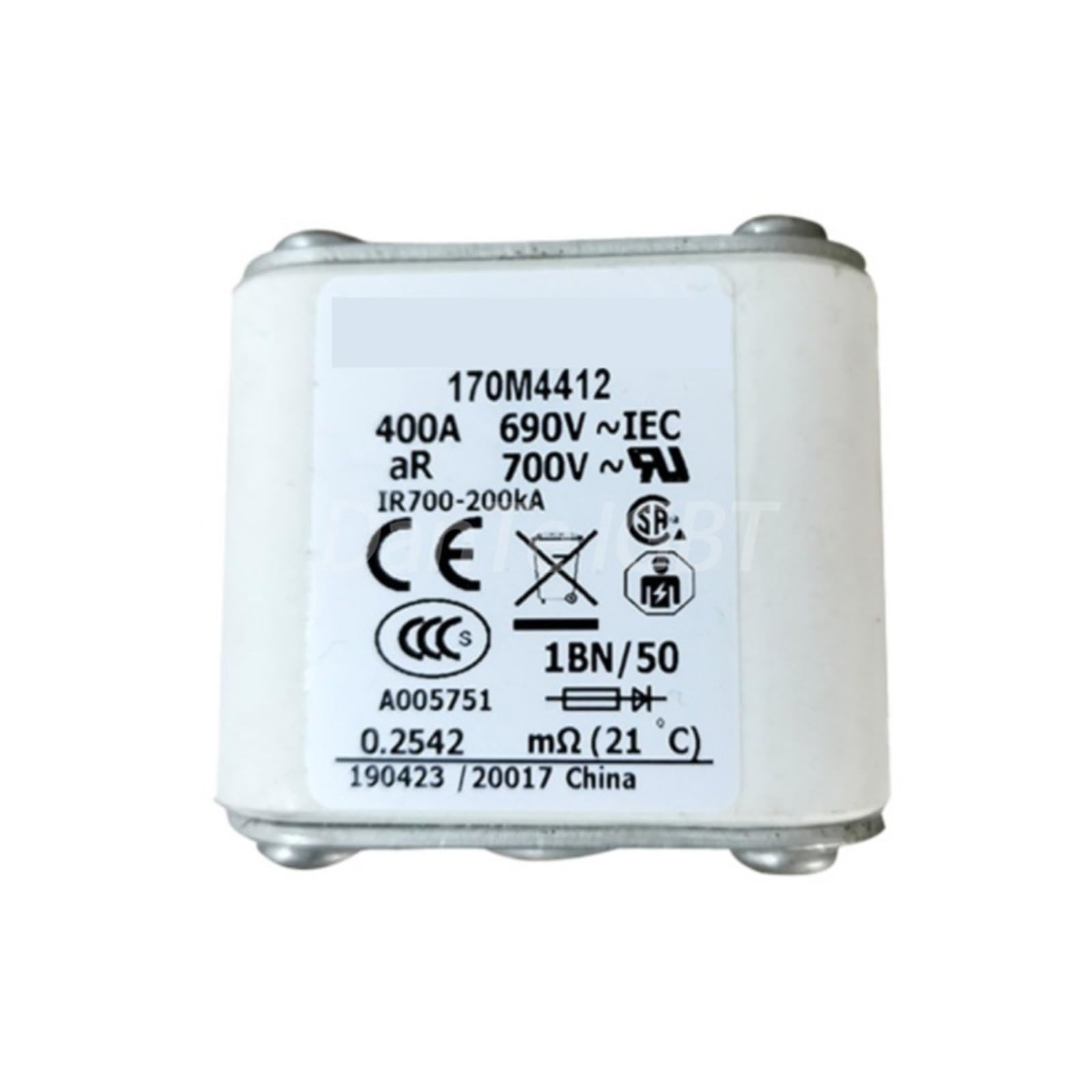 Fusible 170M4412 ultra rapide à faible perte d'énergie pour convertisseur