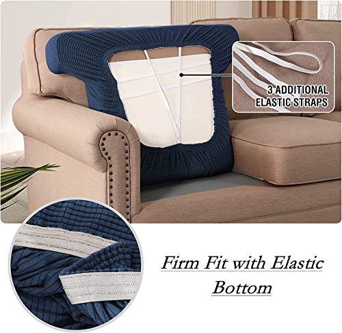 2 fundas de cojín en forma de T elásticas lavables para asiento individual de sofá 6