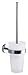 Price comparison product image tesa SMOOZ Toilet Brush Set - No Drill Toilet Brush with Frosted Glass Container - Includes Removable Glue Solution