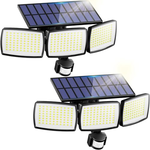 AIXPI Solar Lights Outdoor 240 LED 3000mAh Motion Sensor Flood Lights IP65 Waterproof Security...