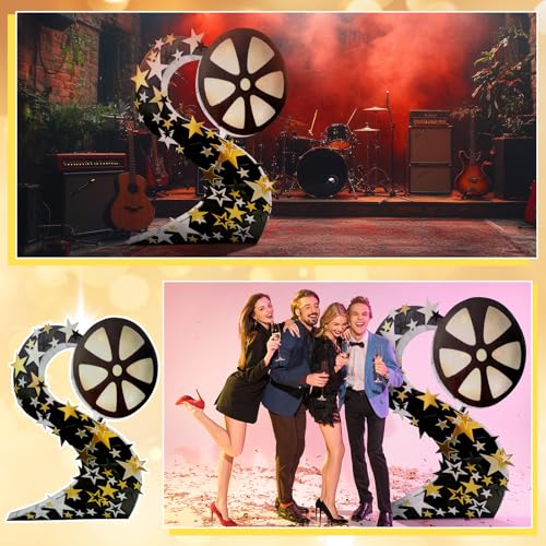 Image of DoubleFill 6 ft Movie Awards Night Party Decorations Film Reel Cardboard Cutout Stand up Premiere Party Decorations Red Carpet Photo Prop Backdrop for Movie Awards Night Theme Decor