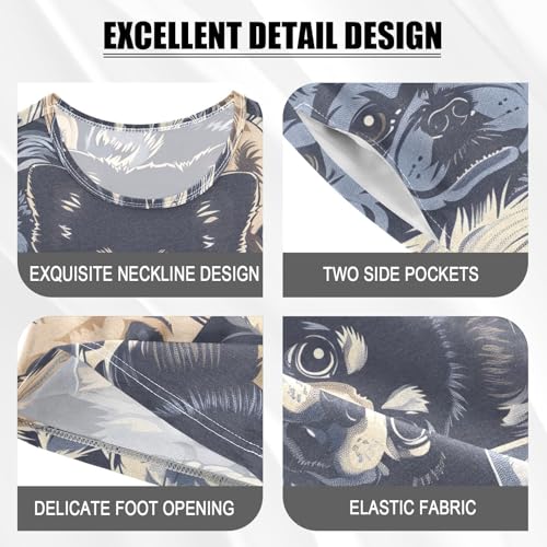 ALAZA Hipster Puppy Dog Retro Cute Pajamas Short Sleeve 2 Piece Sleepwear Top and Bottom Pajama Set Unisex4