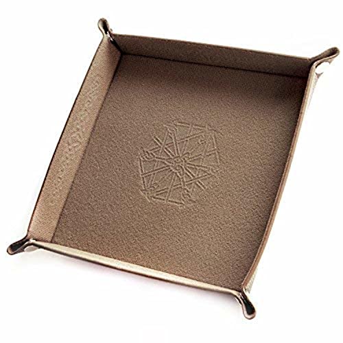 Wiz Dice - Folding Dice Rolling Tray for Tabletop RPG Adventure Games - DND Dice Tray, Suitable for Dungeons and Dragons, Warhammer 40k, Backgammon and Dice Games Alike - Bicast Leather - 9 x 9