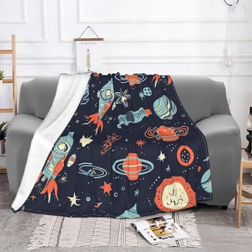 Couverture en flanelle retro espace pour lit et canape