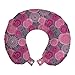 ABAKUHAUS Rosa und Grau Reisekissen Nackenstütze, Lace gewirbelte Kreis, Schaumstoff Reiseartikel für Flugzeug und Auto, 30x30 cm, Fuchsia Magenta Grau