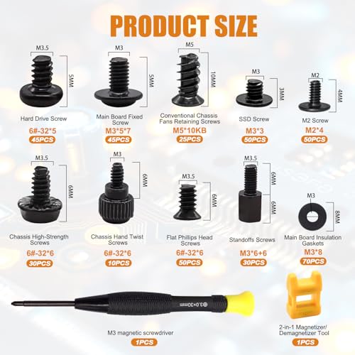 image for mankk 400PCS Computer Screws Motherboard Standoffs, PC Case, Fan, SSD,