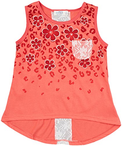 Image of ToBeInStyle Girl's Adorable Flower Print Tank Top w /Back Lace Design
