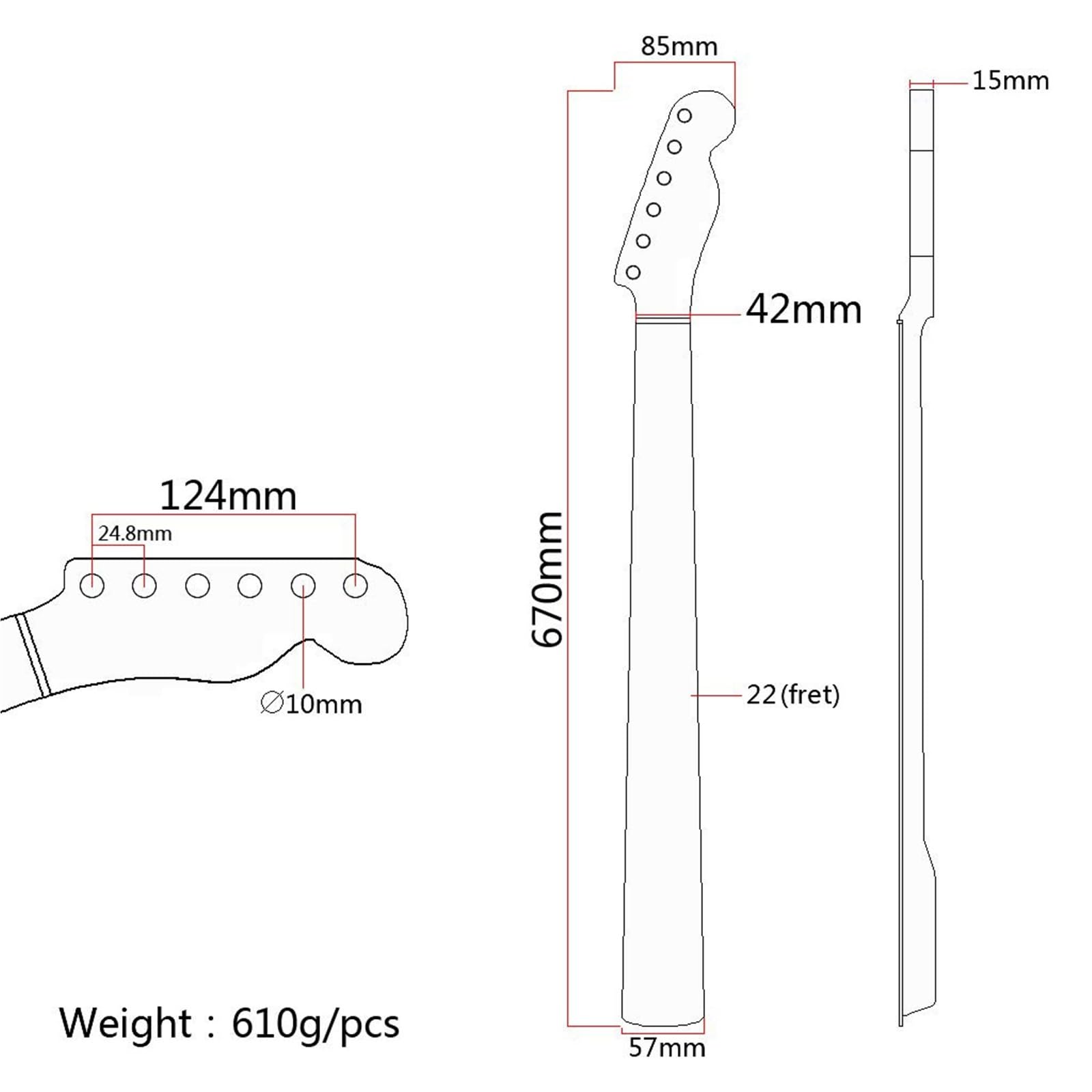 DIY Guitar Necks 21 Fret Maple Neck Rosewood Fingerboard For TL Electric Guitar