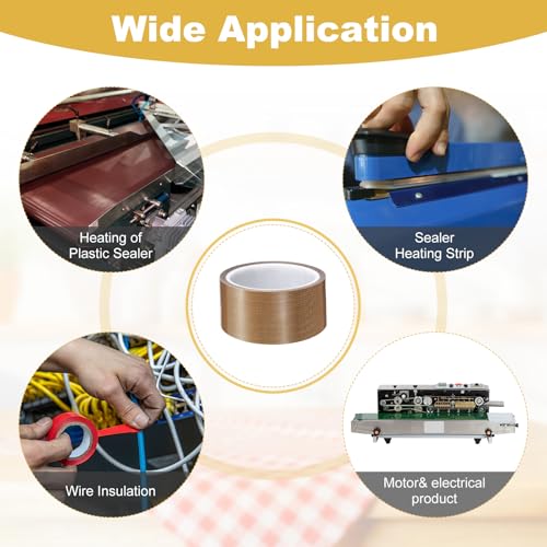 Image of PATIKIL High Temperature PTFE Tape 2 Inch x 33 Feet, PTFE Coated Fiberglass Adhesive Tape for Vacuum Sealer Machines Hand-Impulse Sealers Insulation, Brown