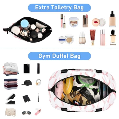 Cute Bows Gym Bag for Women Sport Travel Duffel Bag Shoulder Weekender Overnight Bags with Wet Pocket & Shoe Compartment4