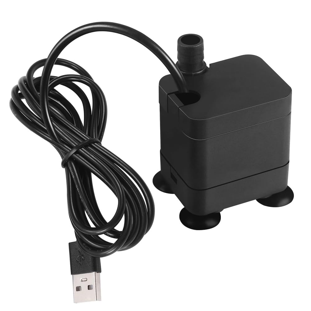 USB Submersible Water Pump, DC 5V 2W 250L/H Small Aquarium Water Pump,Ultra Quiet for Aquarium, Fish Tank, Statuary and Hydroponics, Pet Fountain