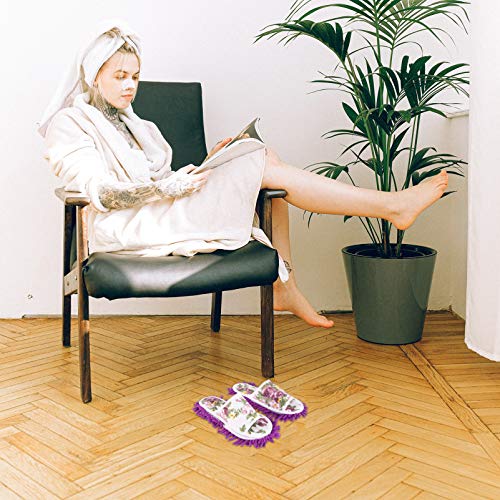Holibanna 1 Pairs Purple Microfiber Slipper Cleaning Mop Slippers Washable Detachable House Shoe Cover Dust Floor Cleaner For Bathroom Office Kitchen Slippers #TOP1