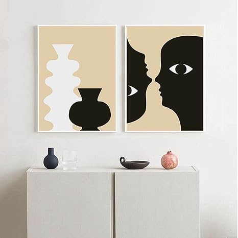 Amazon Co Jp スカンジナビアの抽象的なイラストキャンバスポスター壁プリントアート絵画シンプルな装飾的な写真現代の家の装飾 40x60cmx2 フレームなし ホーム キッチン