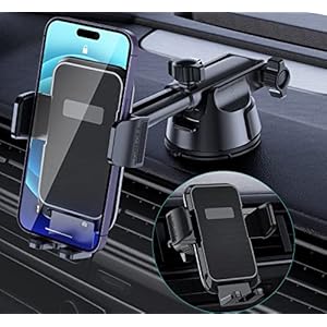 Car Phone Holder Mount, [Military-Grade Suction & Super Sturdy Base] 3 in 1 Universal Phone Mount For Car Dashboard Windshield Air Vent Hands Free Car Phone Mount for iPhone Android All Smartphone