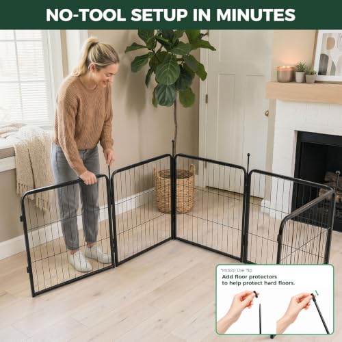 Image of FXW Rollick Dog Playpen with Stainless Steel Lick Mat, 24 inch H, 8 Panels