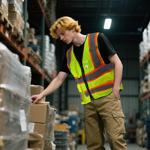 Image of Mesh High Vis Vest, Reflective Construction Vest with Pockets