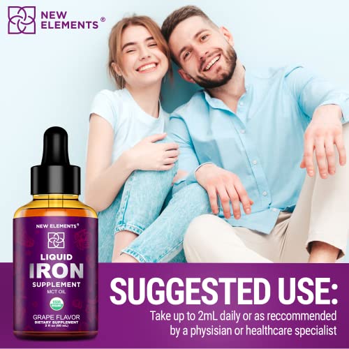Iron Supplement for Women & Men Free Blood Builder, Iron Vitamin for Anemia USDA Organic Liquid Iron Drops for Adults with MCT Oil, Natural Grape Flavor, Faster Absorption & Immune Support, 2 Fl Oz - Image 7