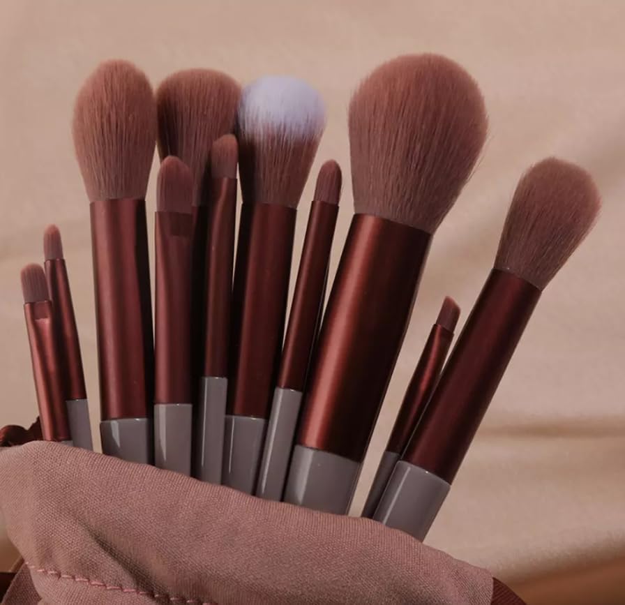 Image of Premium 13-Piece Soft Makeup Brush Set for Face & Eye | Foundation, Blush, Contour & Eyeshadow Brushes | Professional Cosmetic Kit with Travel Pouch