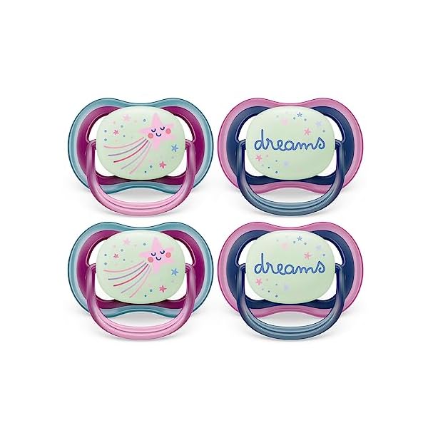 Philips Avent Ultra Air Schnuller 6-18m, Falling Star/Dreams, Nighttime, 4er Pack SCF376/09