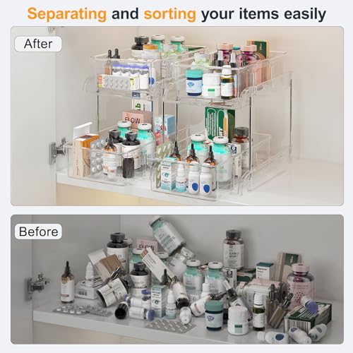 Mhha CABINET ORGANIZER 2 Tier Clear Under Sink Organizers And Storage Medicine Cabinet Organizer thumb #1